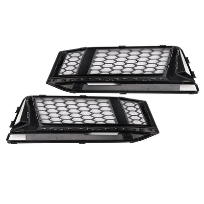 2PCS Fog Light Cover Grille Grill Fit AUDI A4 B9 S-Line S4 2016-2018