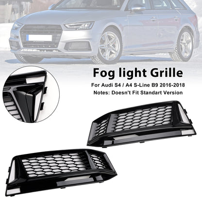 2PCS Fog Light Cover Grille Grill Fit AUDI A4 B9 S-Line S4 2016-2018