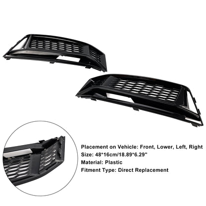 2PCS Fog Light Cover Grille Grill Fit AUDI A4 B9 S-Line S4 2016-2018