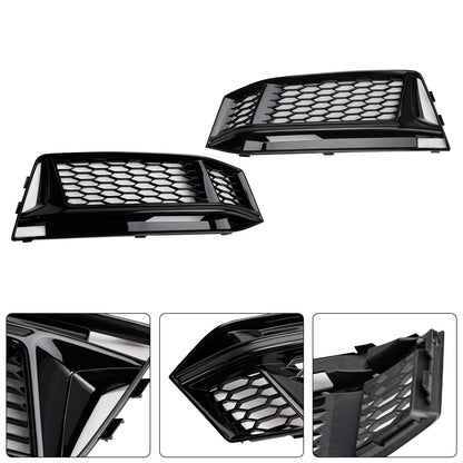 2PCS Fog Light Cover Grille Grill Fit AUDI A4 B9 S-Line S4 2016-2018