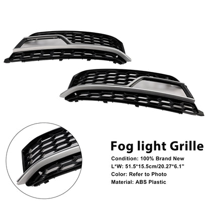 2PCS Front Fog Lamp Black Grill Grille Fit AUDI A5 S-Line S5 2013-2016
