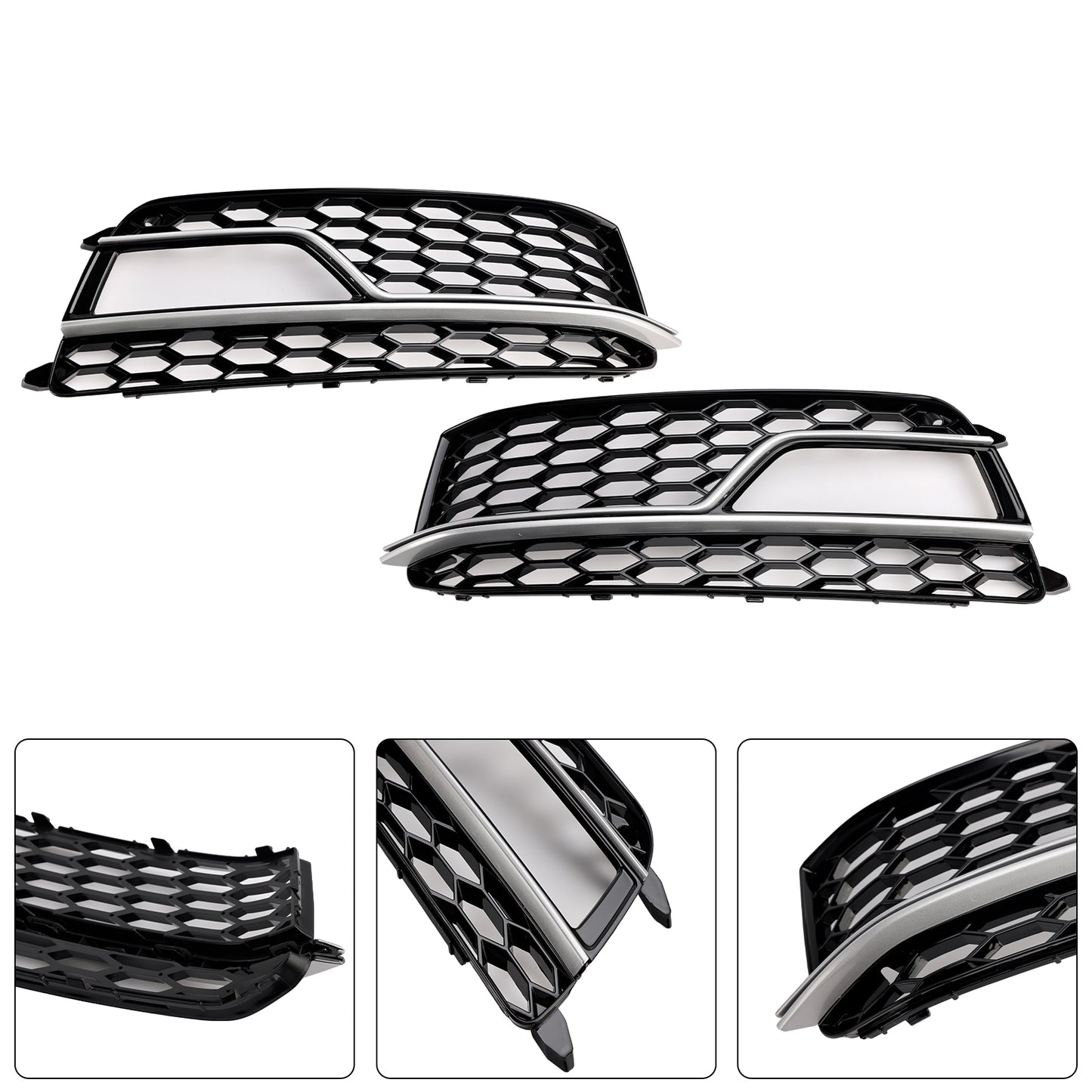 2PCS Front Fog Lamp Black Grill Grille Fit AUDI A5 S-Line S5 2013-2016