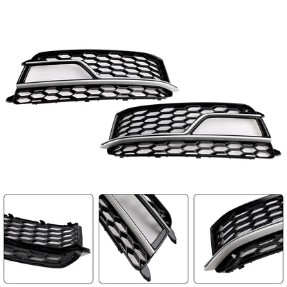 2PCS Front Fog Lamp Black Grill Grille Fit AUDI A5 S-Line S5 2013-2016