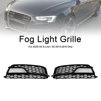 2PCS Front Fog Lamp Black Grille Grill Fit AUDI A5 S-Line S5 2013-2016