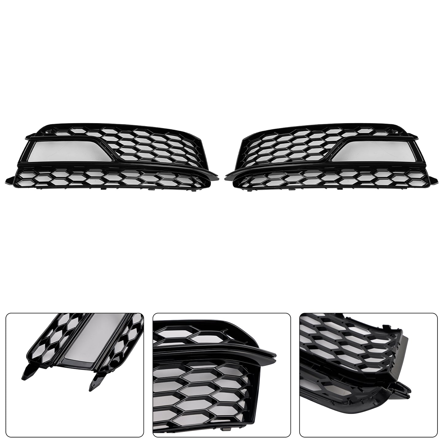 2PCS Front Fog Lamp Black Grille Grill Fit AUDI A5 S-Line S5 2013-2016