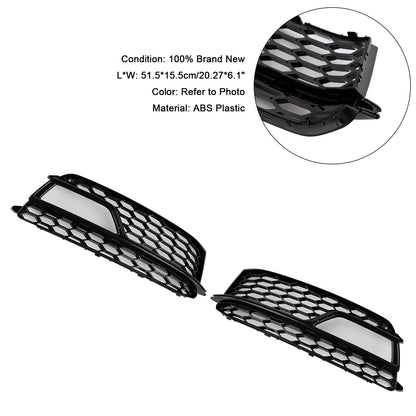 2PCS Front Fog Lamp Black Grille Grill Fit AUDI A5 S-Line S5 2013-2016
