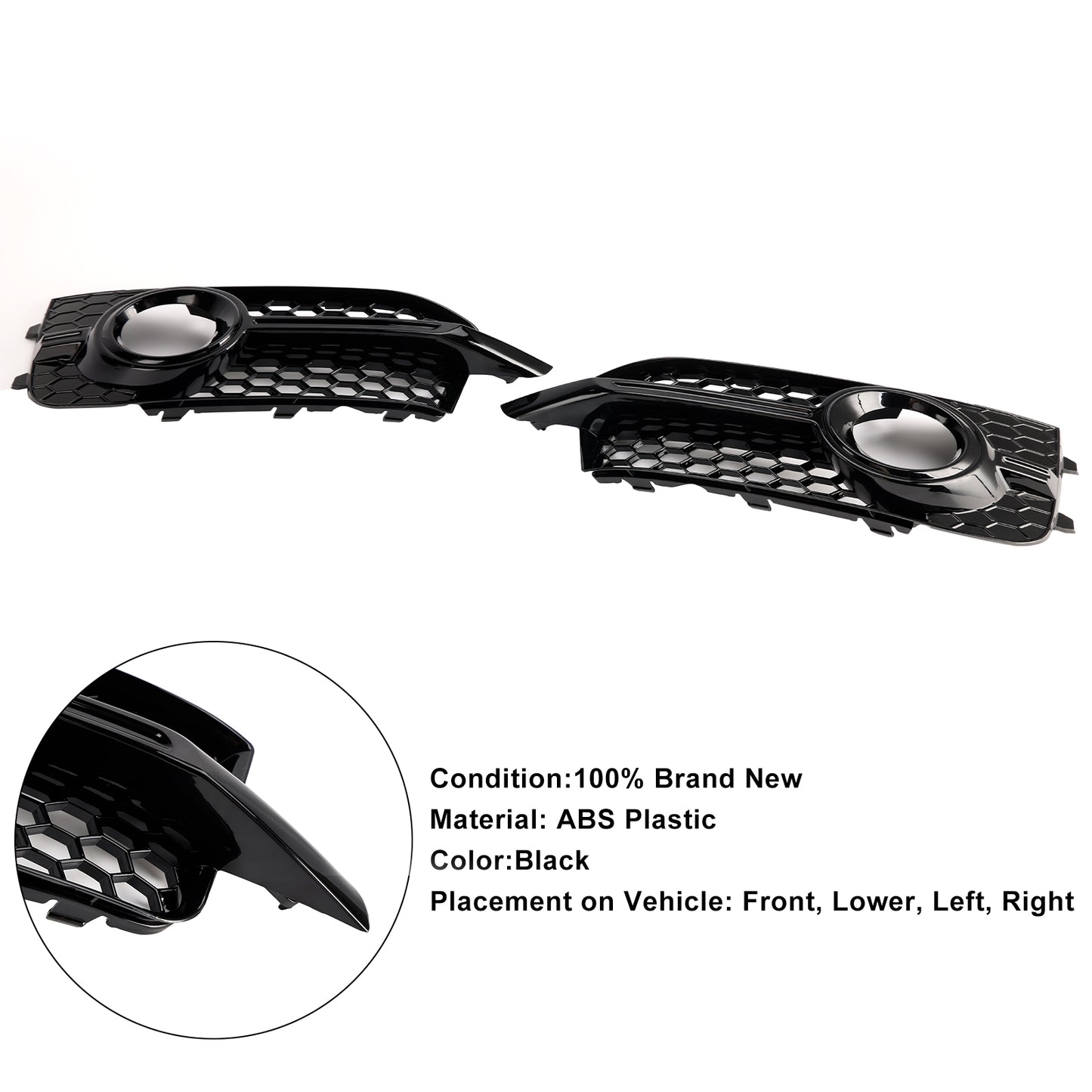 2PCS Front Bumper Fog Light Cover Grille Grill Fit Audi A1 S-Line 2011-2014
