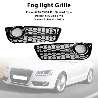 2PCS Honeycomb Front Fog Lamp Cover Grille Grill Fit Audi A5 2007-2011