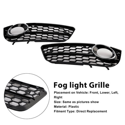 2PCS Honeycomb Front Fog Lamp Cover Grille Grill Fit Audi A5 2007-2011