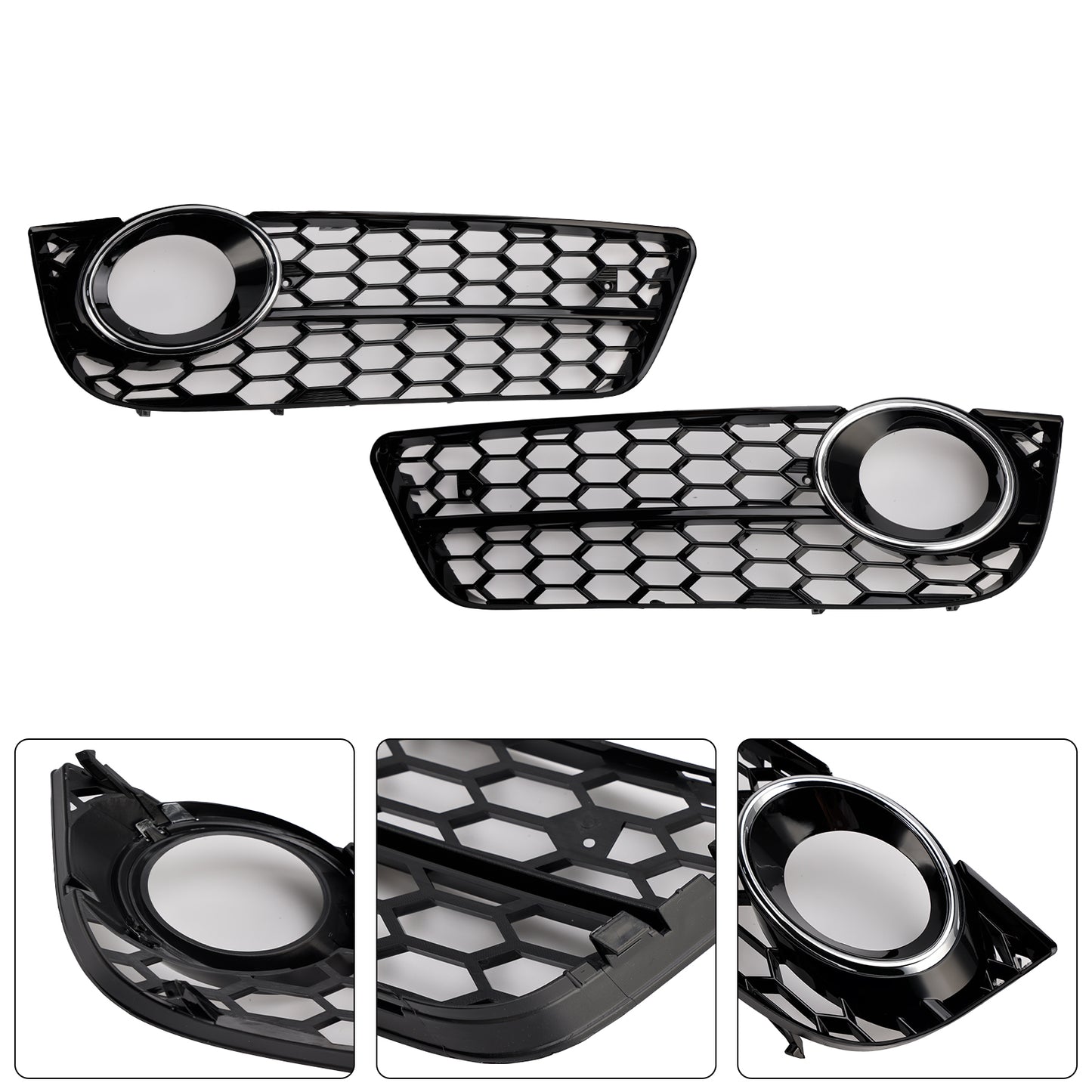 2PCS Honeycomb Front Fog Lamp Cover Grille Grill Fit Audi A5 2007-2011