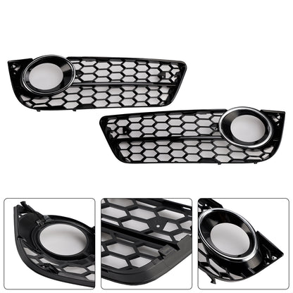 2PCS Honeycomb Front Fog Lamp Cover Grille Grill Fit Audi A5 2007-2011