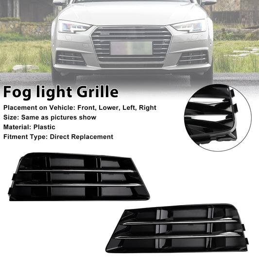 2PCS Front Fog Light Grille Lower Bumper Grill Fit AUDI A4 B9 2016-2018