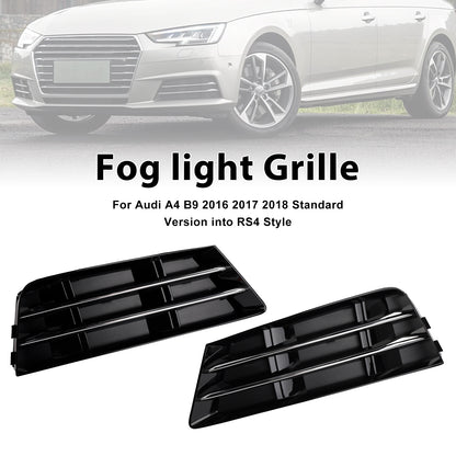 2PCS Front Fog Light Grille Lower Bumper Grill Fit AUDI A4 B9 2016-2018
