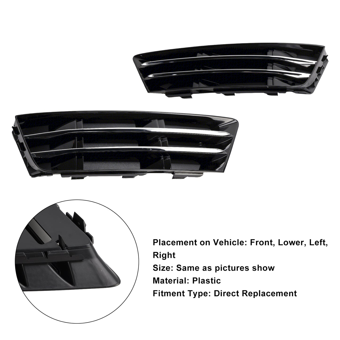 2PCS Front Fog Light Grille Lower Bumper Grill Fit AUDI A4 B9 2016-2018