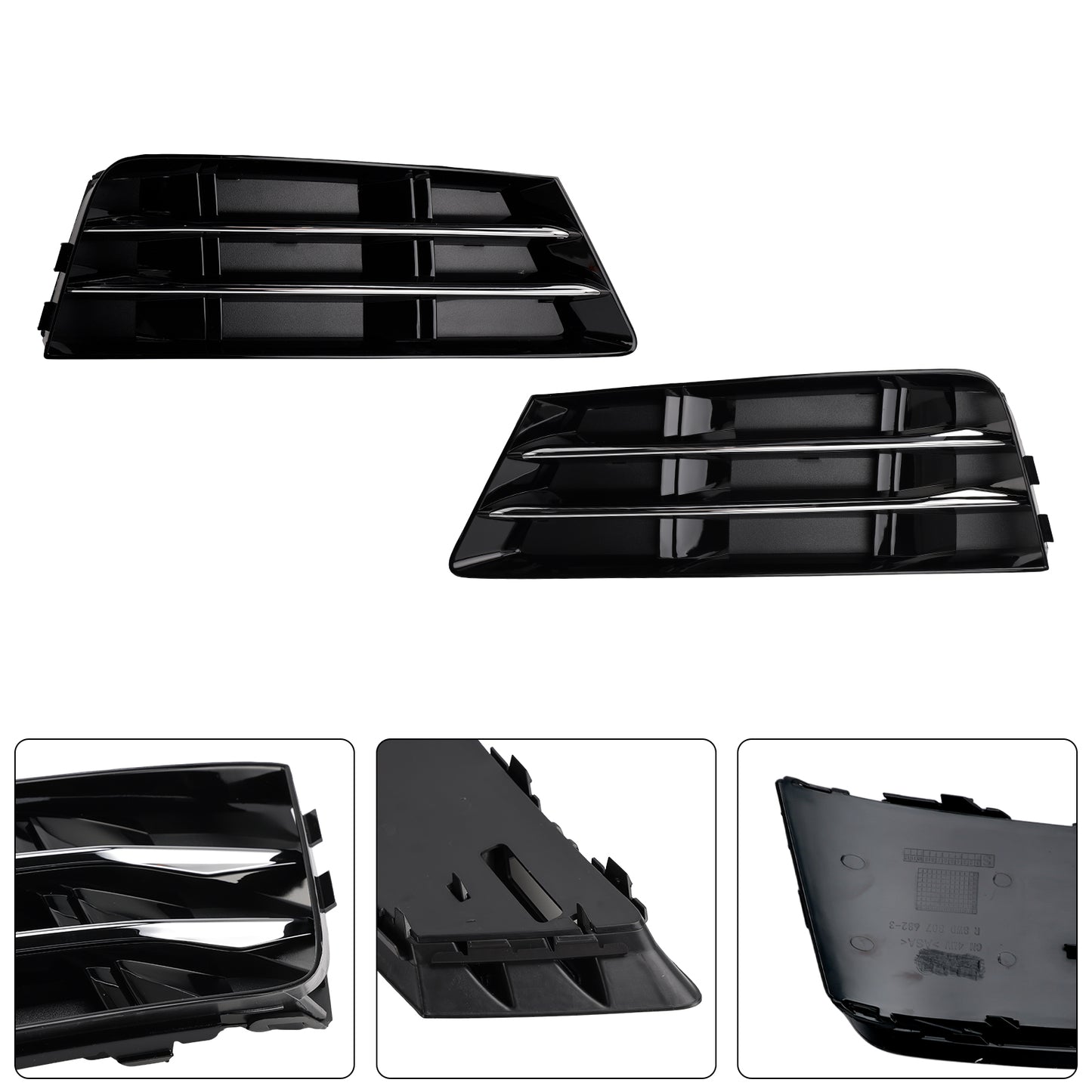 2PCS Front Fog Light Grille Lower Bumper Grill Fit AUDI A4 B9 2016-2018