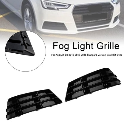 2PCS Front Fog Light Grill Lower Bumper Grille Fit AUDI A4 B9 2016-2018