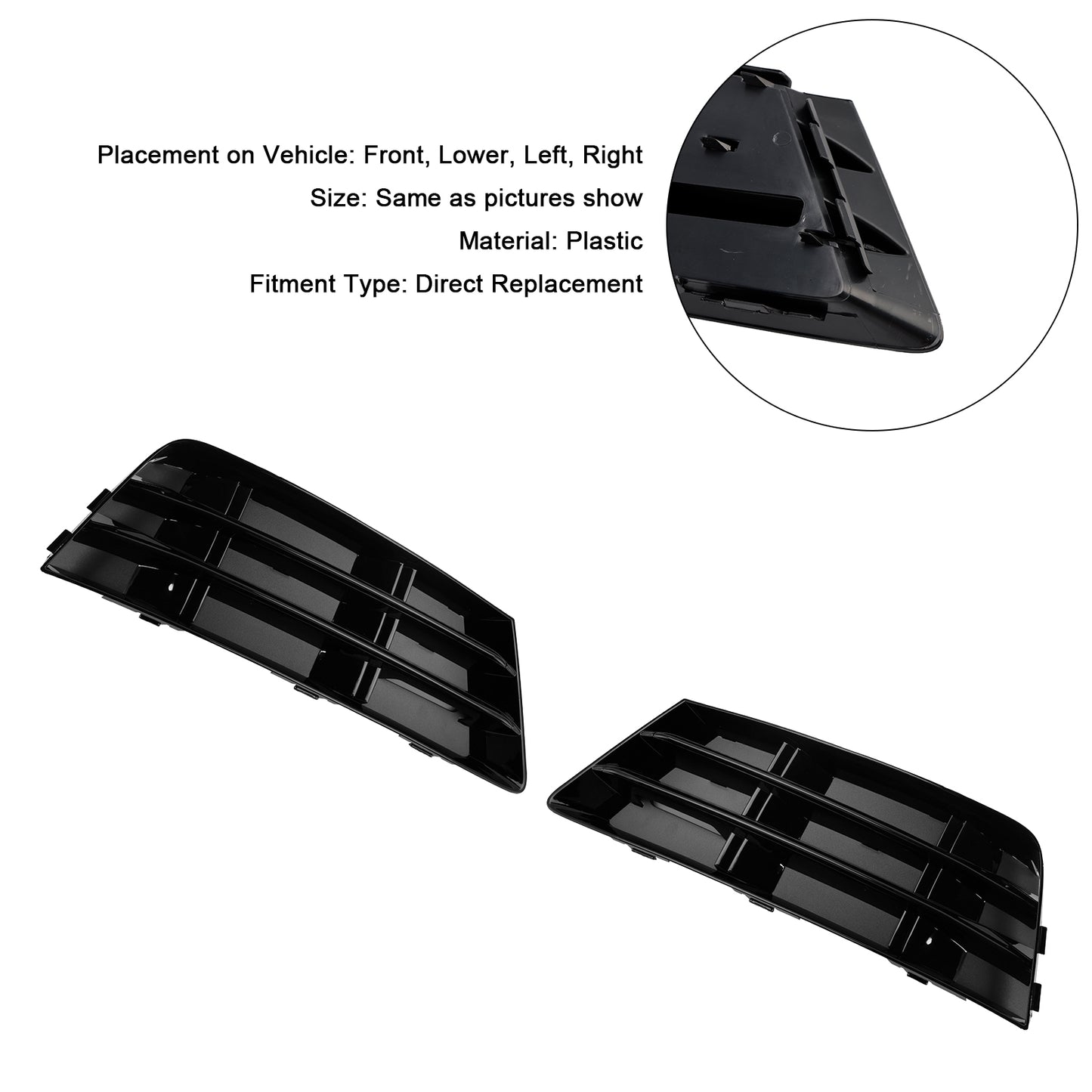 2PCS Front Fog Light Grill Lower Bumper Grille Fit AUDI A4 B9 2016-2018
