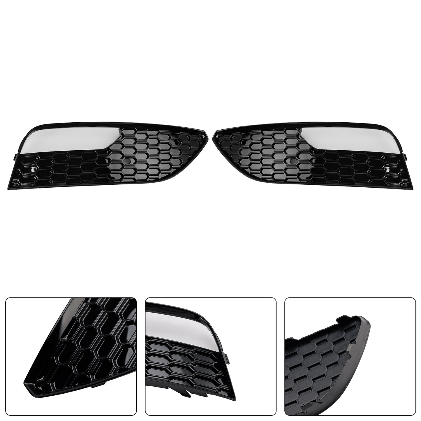 2PCS Front Bumper Fog Light Cover Grille Grill Fit Audi A3 2012-2016