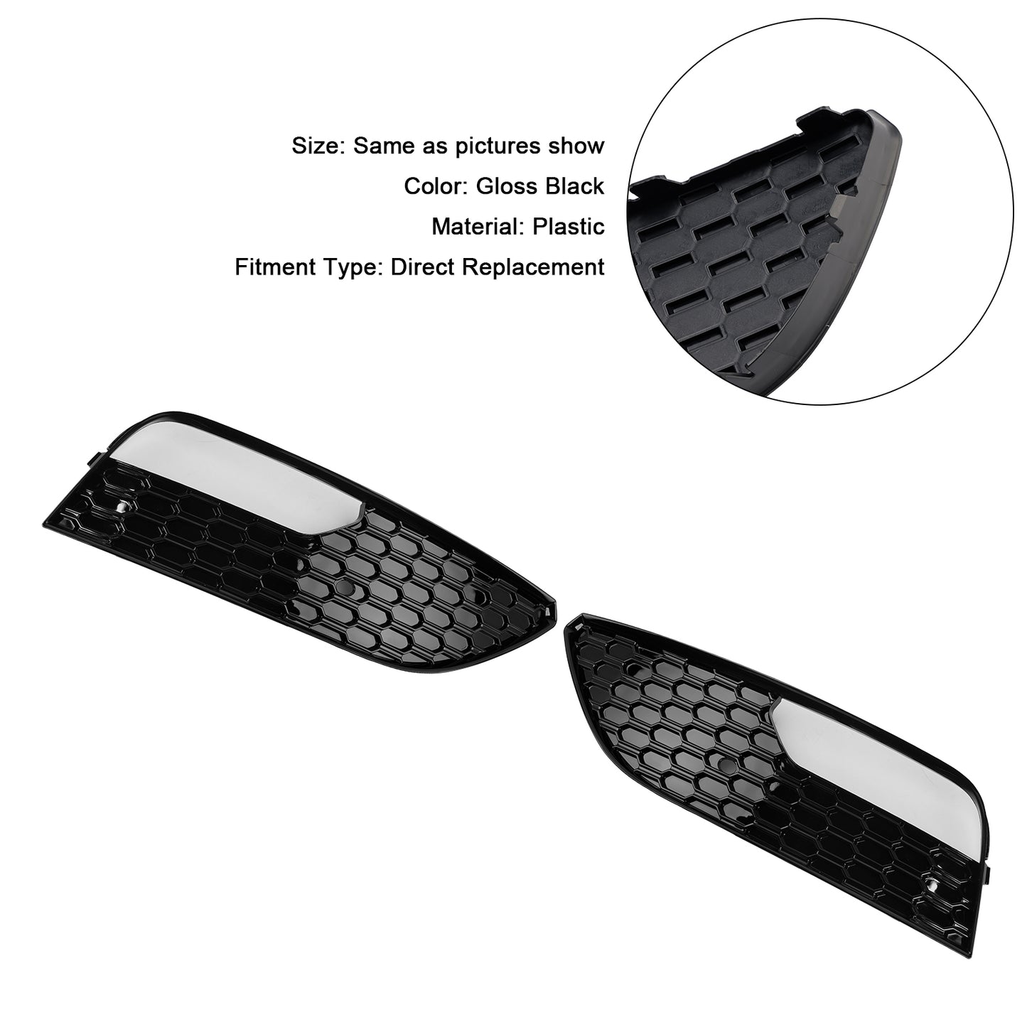 2PCS Front Bumper Fog Light Cover Grille Grill Fit Audi A3 2012-2016