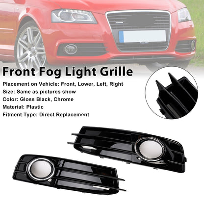 Front Lower Bumper Grille Fog Light Cover Fit Audi A3 S-Line S3 2009-2012