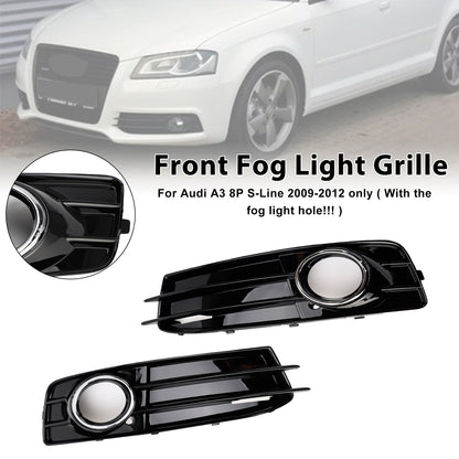 Front Lower Bumper Grille Fog Light Cover Fit Audi A3 S-Line S3 2009-2012