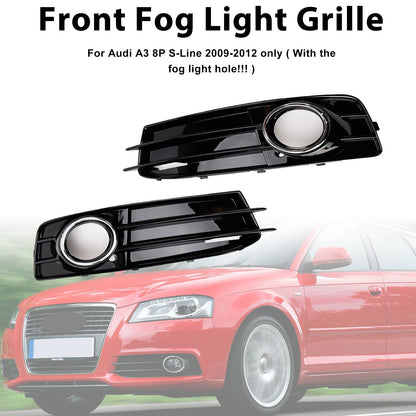 Front Lower Bumper Grille Fog Light Cover Fit Audi A3 S-Line S3 2009-2012