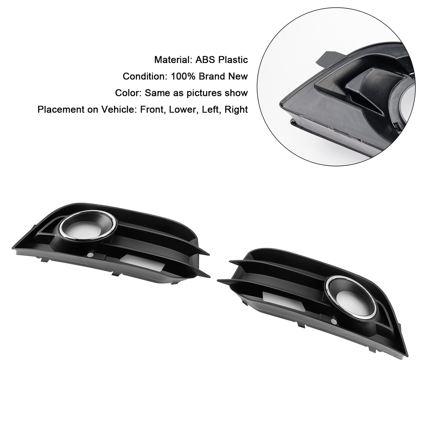 2PCS Fog Light Grille Front Bumper Grill Cover Fit Audi A1 8X 2011-2014