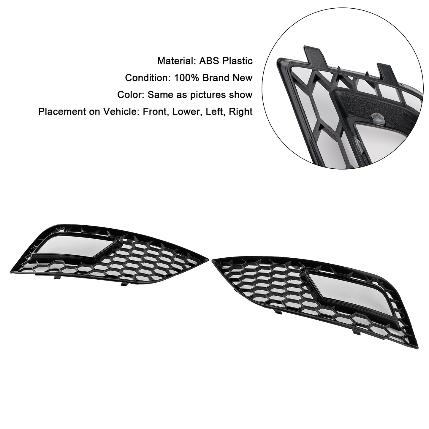 Black Honeycomb Fog Light Cover Fit Audi A4 B8.5 2013-2015 Standard Bumper