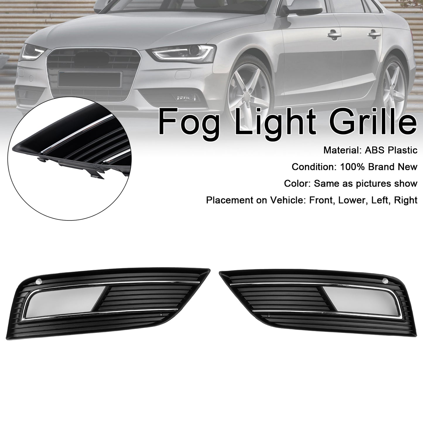 S4 Style Fog Light Cover Grille Fit Audi A4 B8.5 2013-2015 Standard Bumper