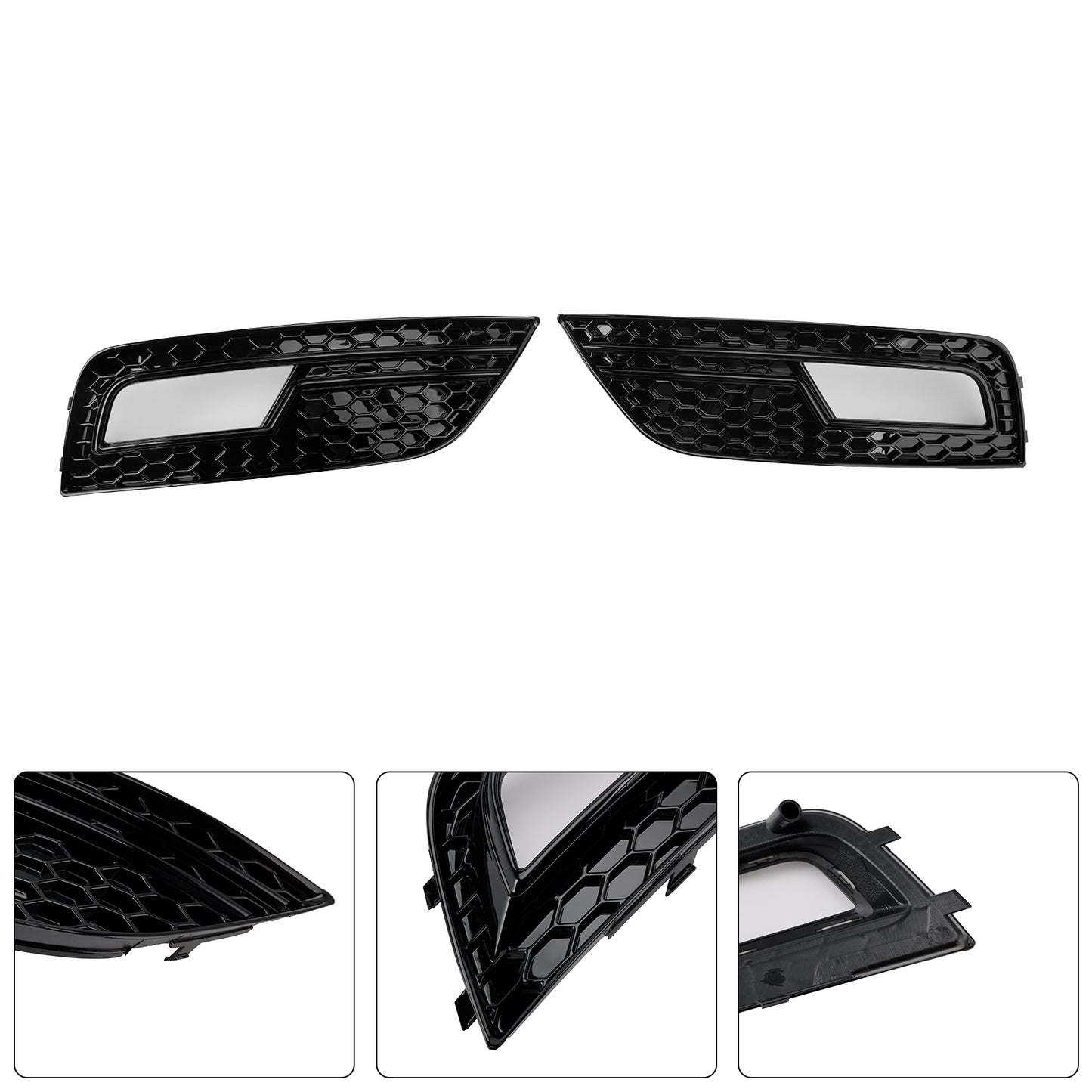 Black Fog Light Cover Grille Fit Audi A4 B8.5 2013-2015 Standard Bumper