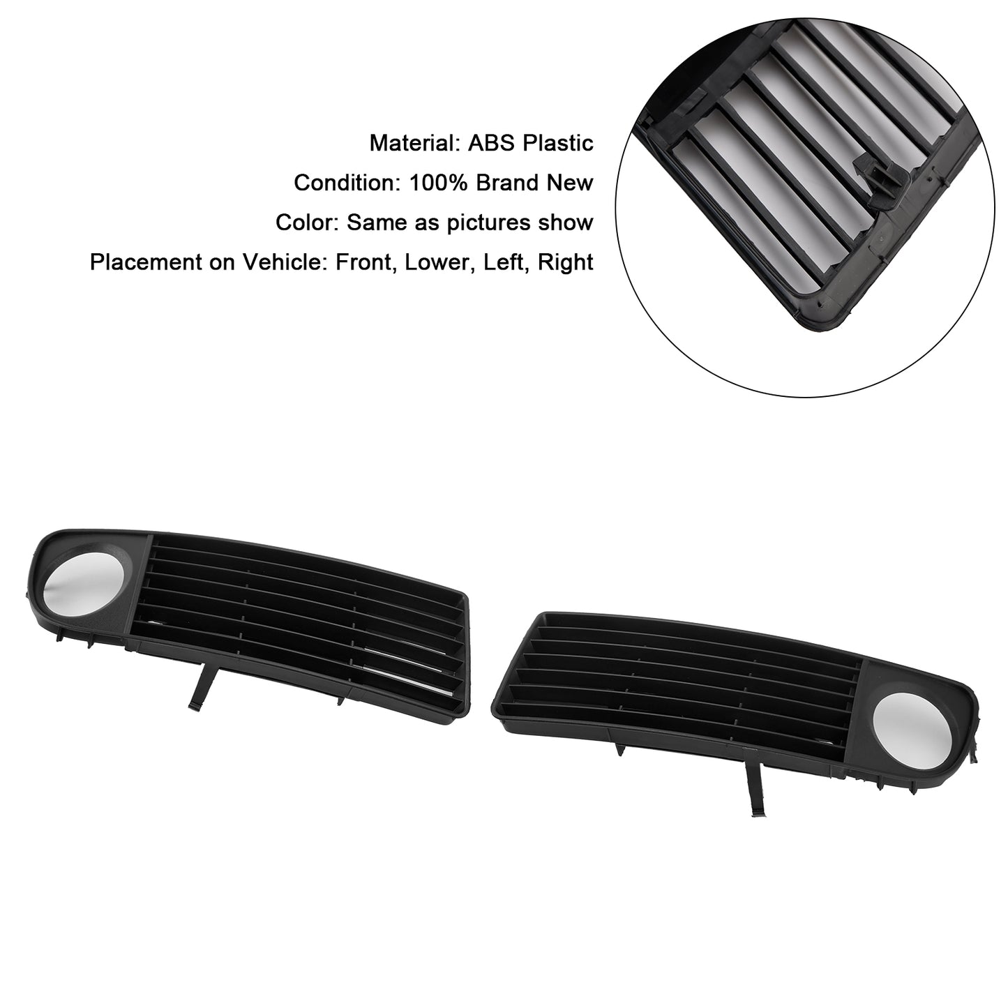 2PCS Front Lower Bumper Fog Light Cover Grille Fit Audi A6 C5 1998-2001