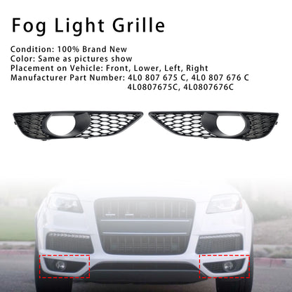 2PCS Front Bumper Fog Light Grill Lamp Cover Fit Audi Q7 Sportback 2010-2015