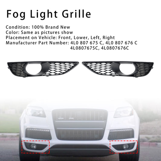 2PCS Front Bumper Fog Light Grill Lamp Cover Fit Audi Q7 Sportback 2010-2015