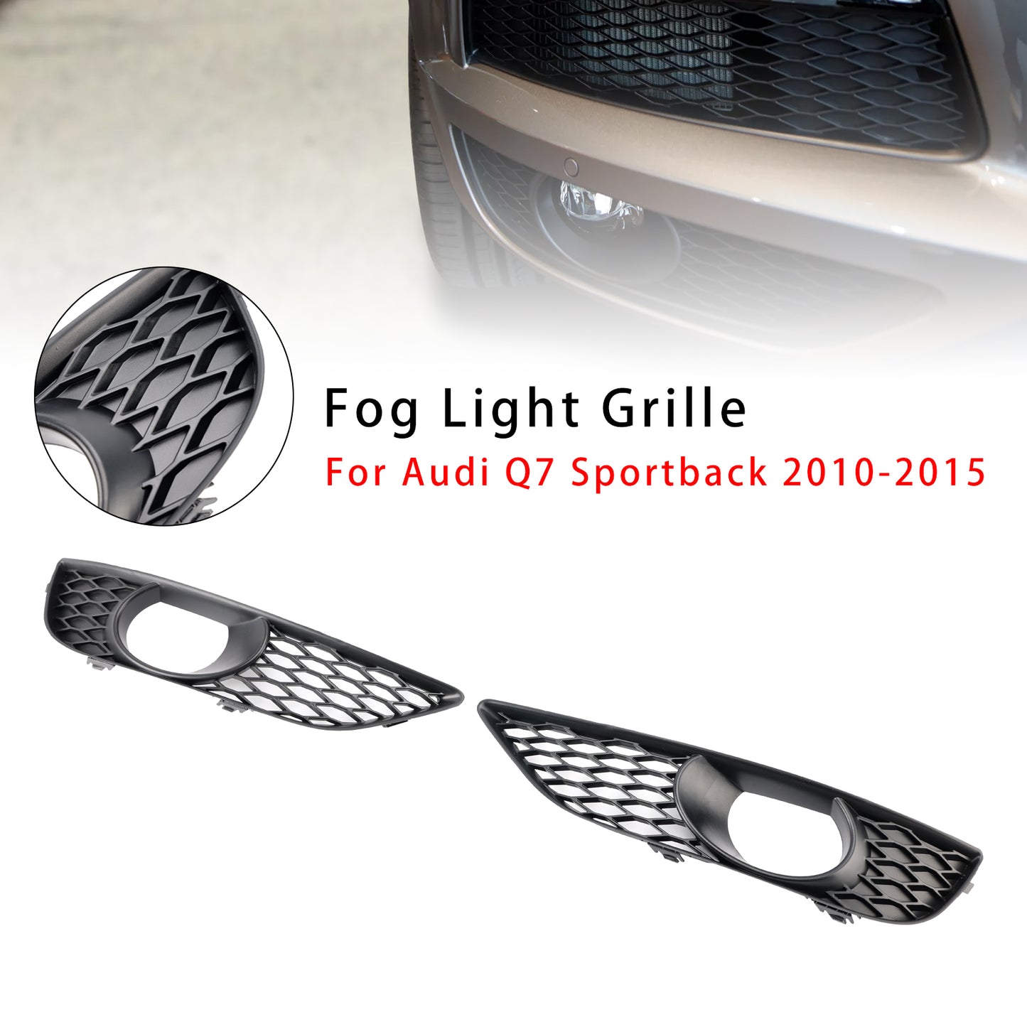 2PCS Front Bumper Fog Light Grill Lamp Cover Fit Audi Q7 Sportback 2010-2015