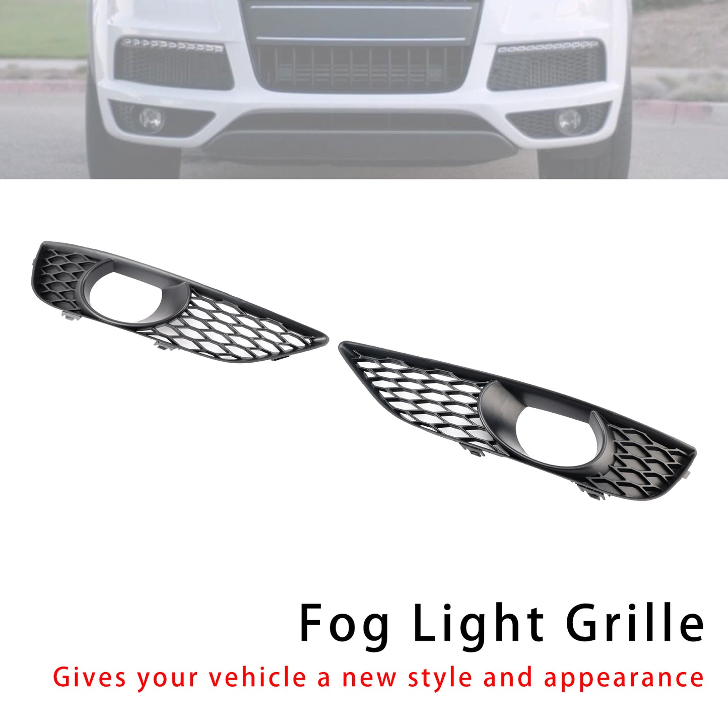 2PCS Front Bumper Fog Light Grill Lamp Cover Fit Audi Q7 Sportback 2010-2015