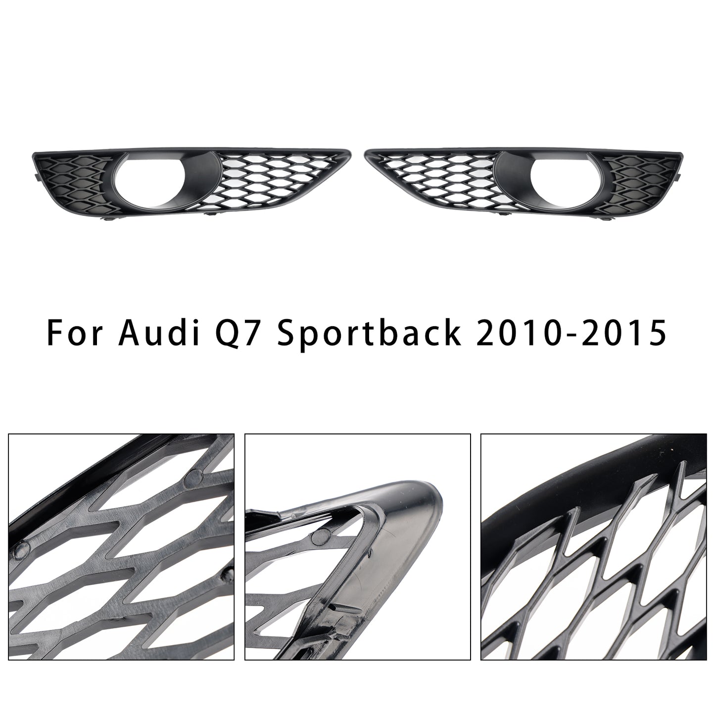 2PCS Front Bumper Fog Light Grill Lamp Cover Fit Audi Q7 Sportback 2010-2015