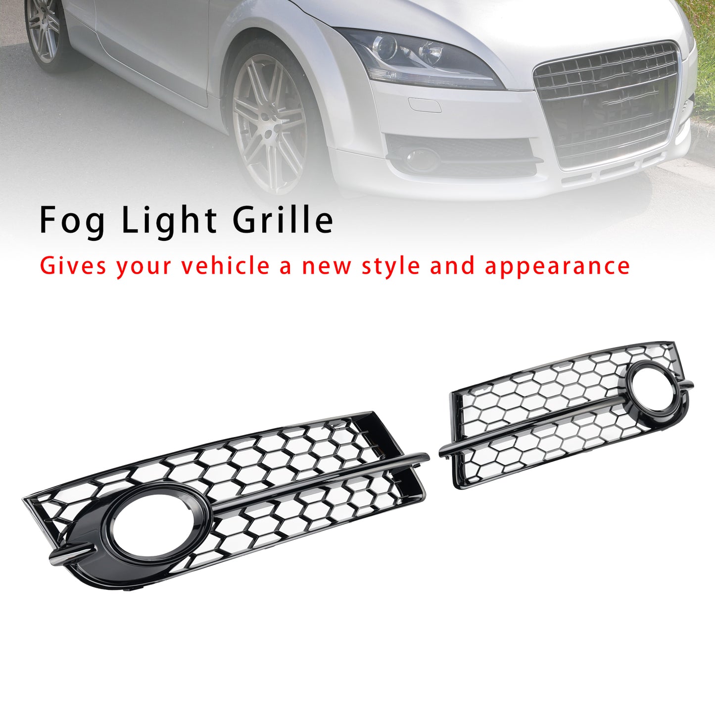 2PCS Fog Light Cover Grille Grill 8J0807682 Fit Audi TT MK2 2007-2010