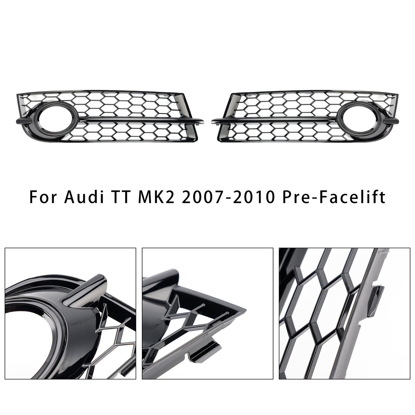 2PCS Fog Light Cover Grille Grill 8J0807682 Fit Audi TT MK2 2007-2010