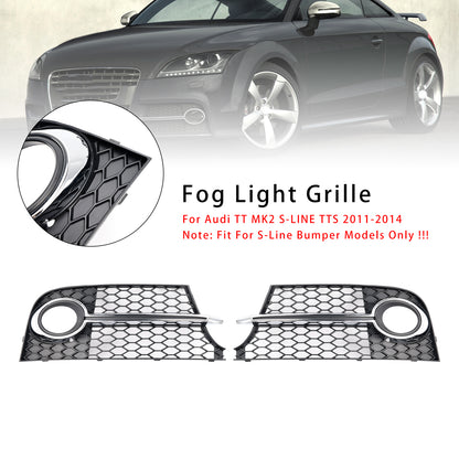 Chrome Front Bumper Fog Light Grille Fit Audi TT MK2 S-Line TTS 2011-14
