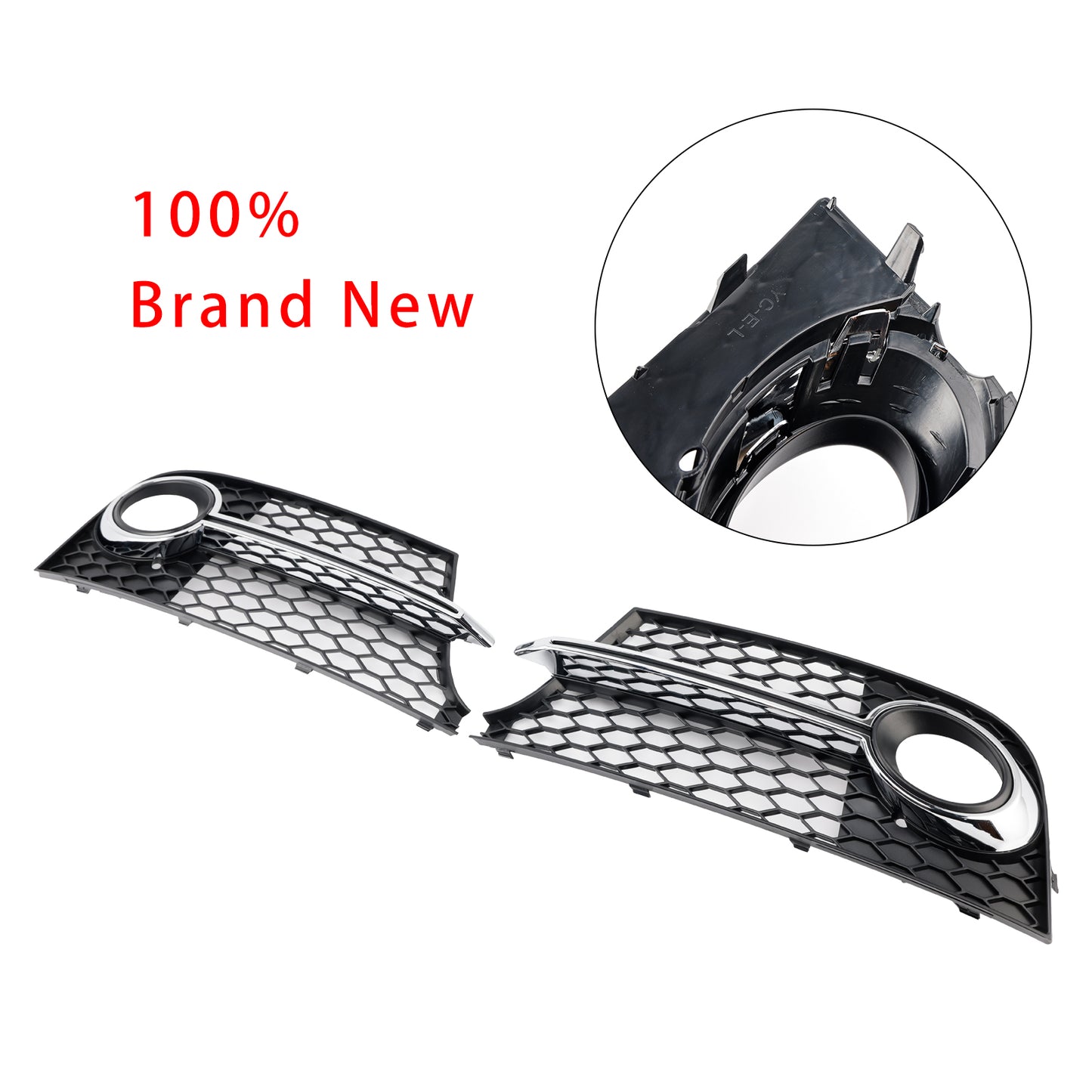 Chrome Front Bumper Fog Light Grille Fit Audi TT MK2 S-Line TTS 2011-14
