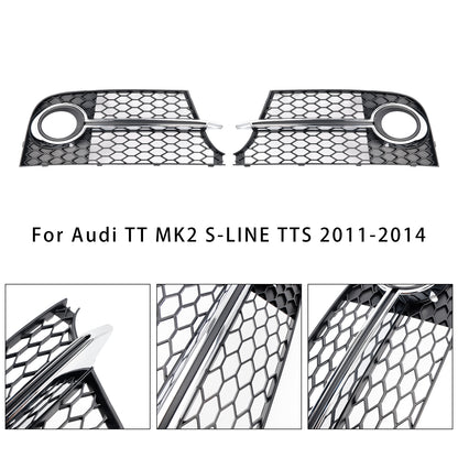 Chrome Front Bumper Fog Light Grille Fit Audi TT MK2 S-Line TTS 2011-14