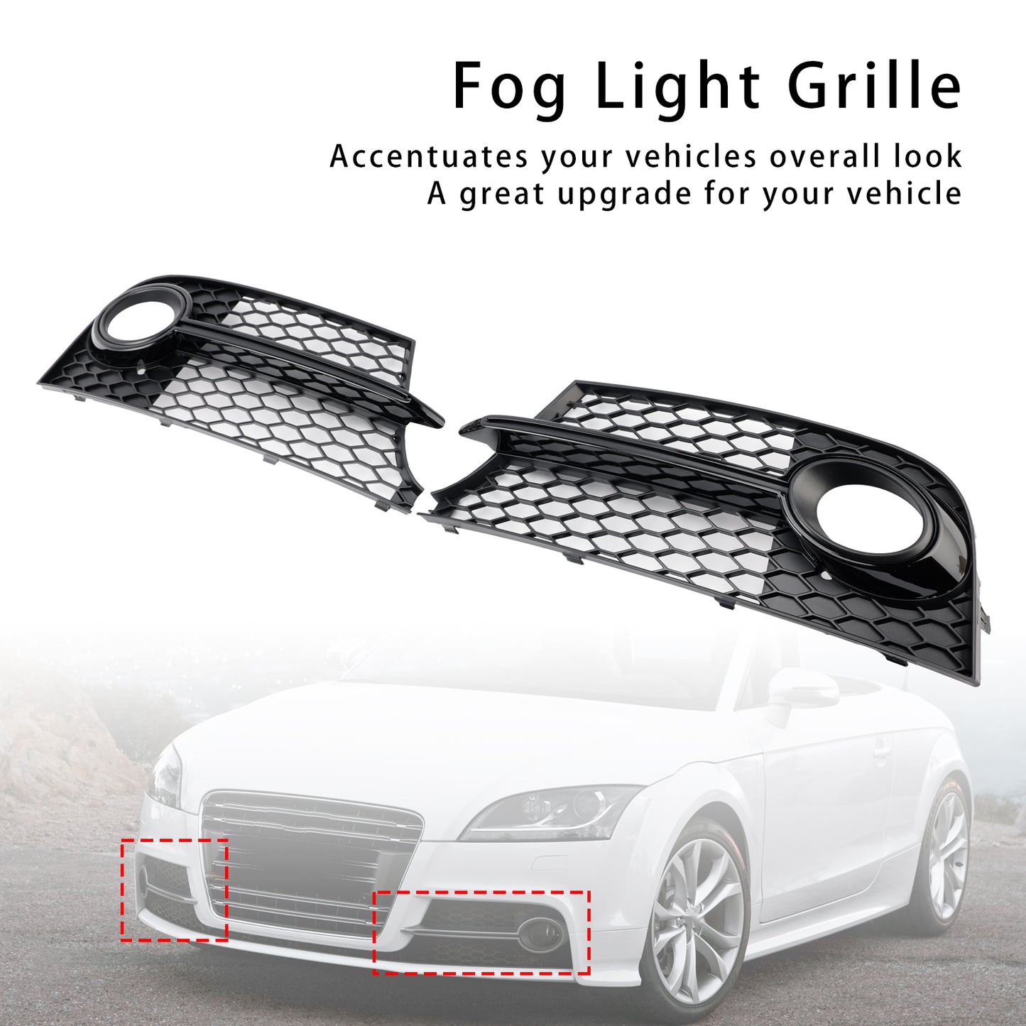 Honeycomb Front Bumper Fog Light Grille Fit Audi TT MK2 S-Line TTS 2011-14