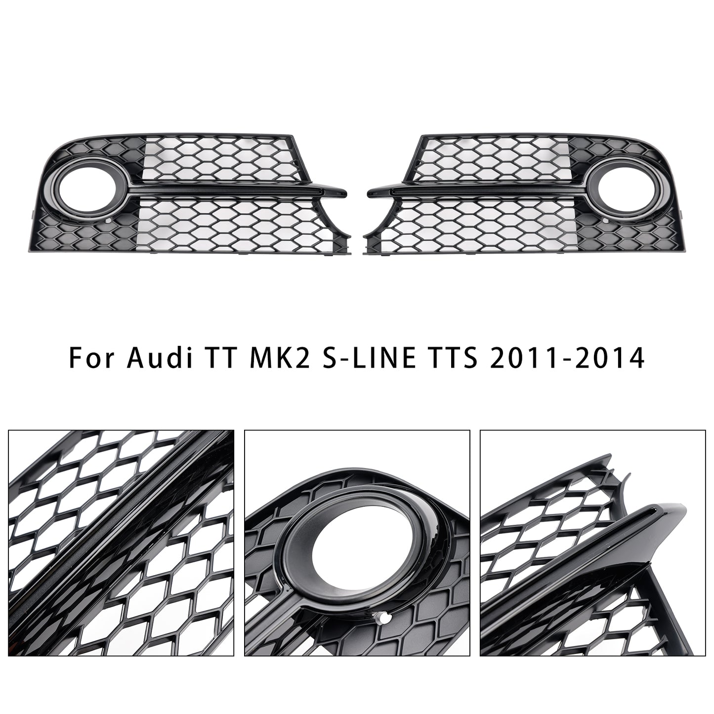 Honeycomb Front Bumper Fog Light Grille Fit Audi TT MK2 S-Line TTS 2011-14
