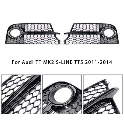 Honeycomb Front Bumper Fog Light Grille Fit Audi TT MK2 S-Line TTS 2011-14