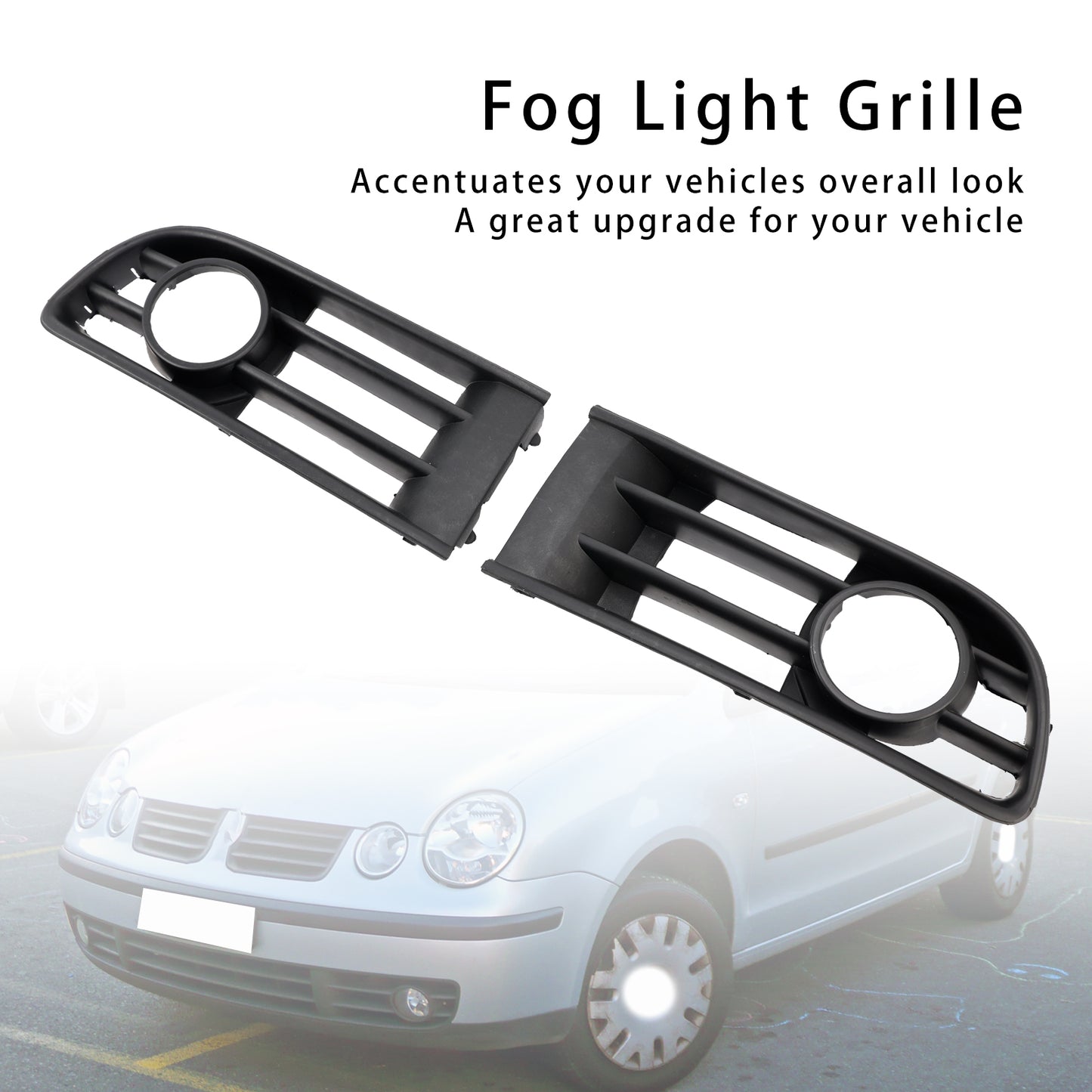 2PCS Front Lower Fog Light Cover Grille Grill Fit VW Polo 2002-2005