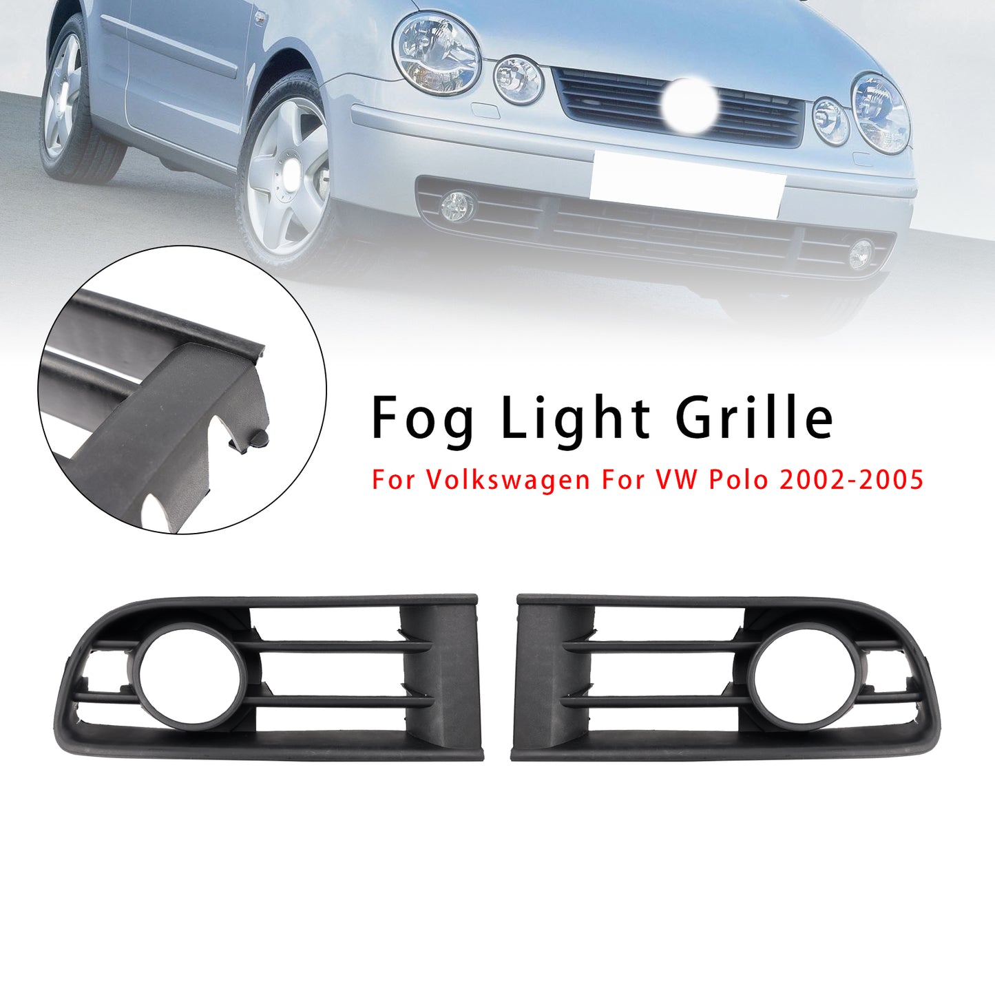 2PCS Front Lower Fog Light Cover Grille Grill Fit VW Polo 2002-2005