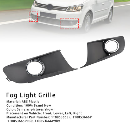 2PCS Bumper Fog Light Lamp Trim Covers Grill Fit VW Caddy Touran 2011-15 Chrome