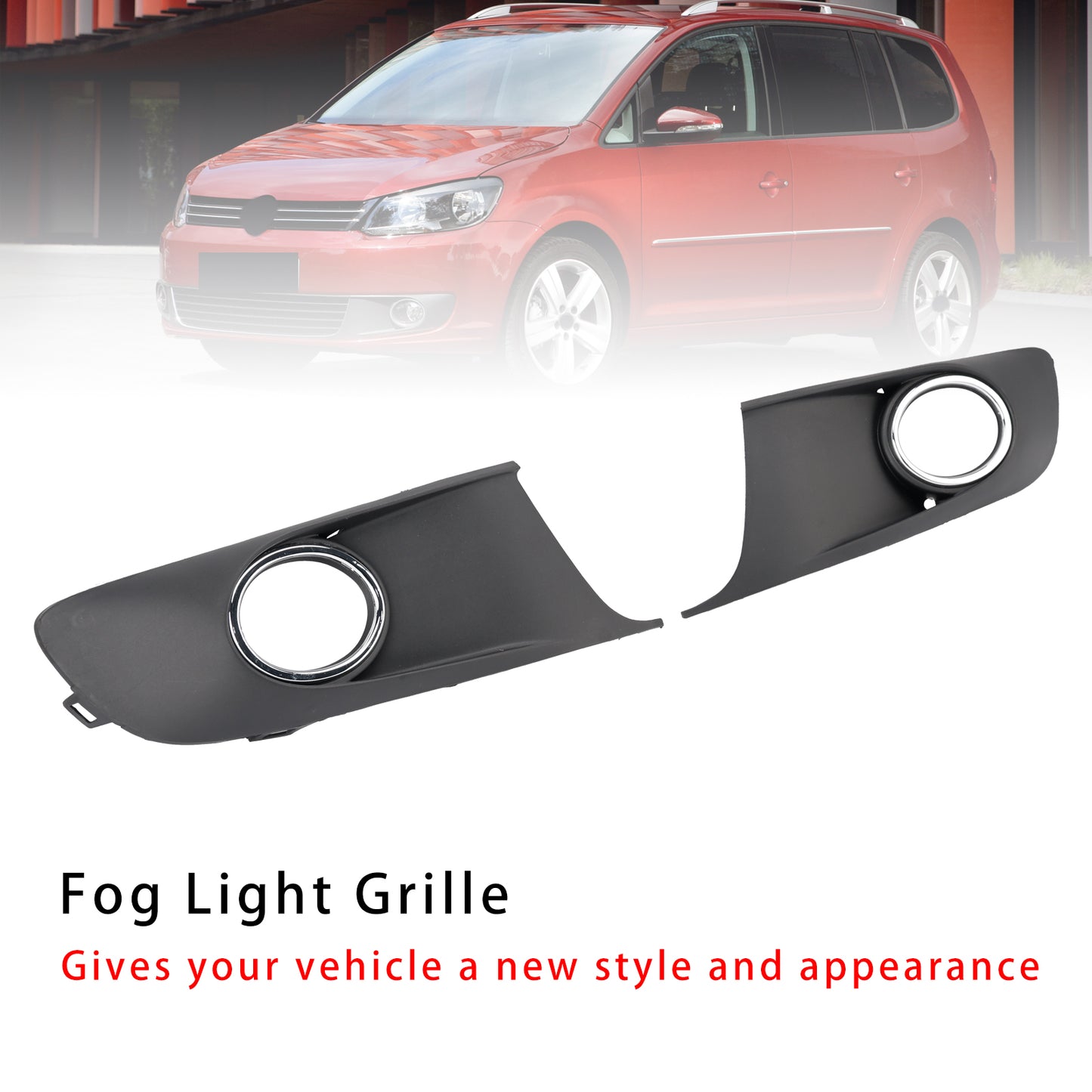 2PCS Bumper Fog Light Lamp Trim Covers Grill Fit VW Caddy Touran 2011-15 Chrome