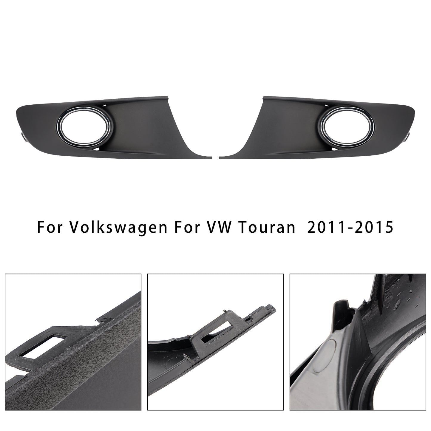 2PCS Bumper Fog Light Lamp Trim Covers Grill Fit VW Caddy Touran 2011-15 Chrome
