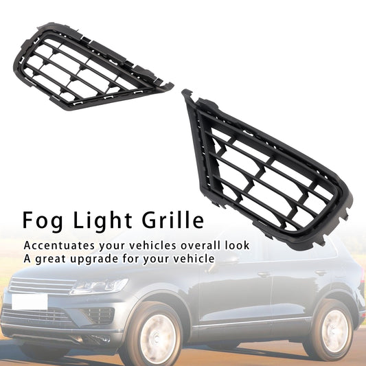 2PCS Front Lower Fog Light Cover Grille Grill Fit VW Touareg 7P 2015-2017